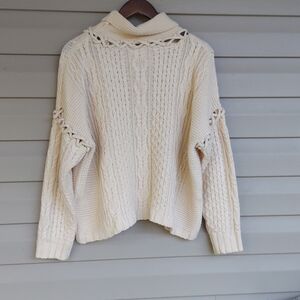 ANDTHEWHY Boho Oversize Cable Knit Cowlneck/Turtleneck